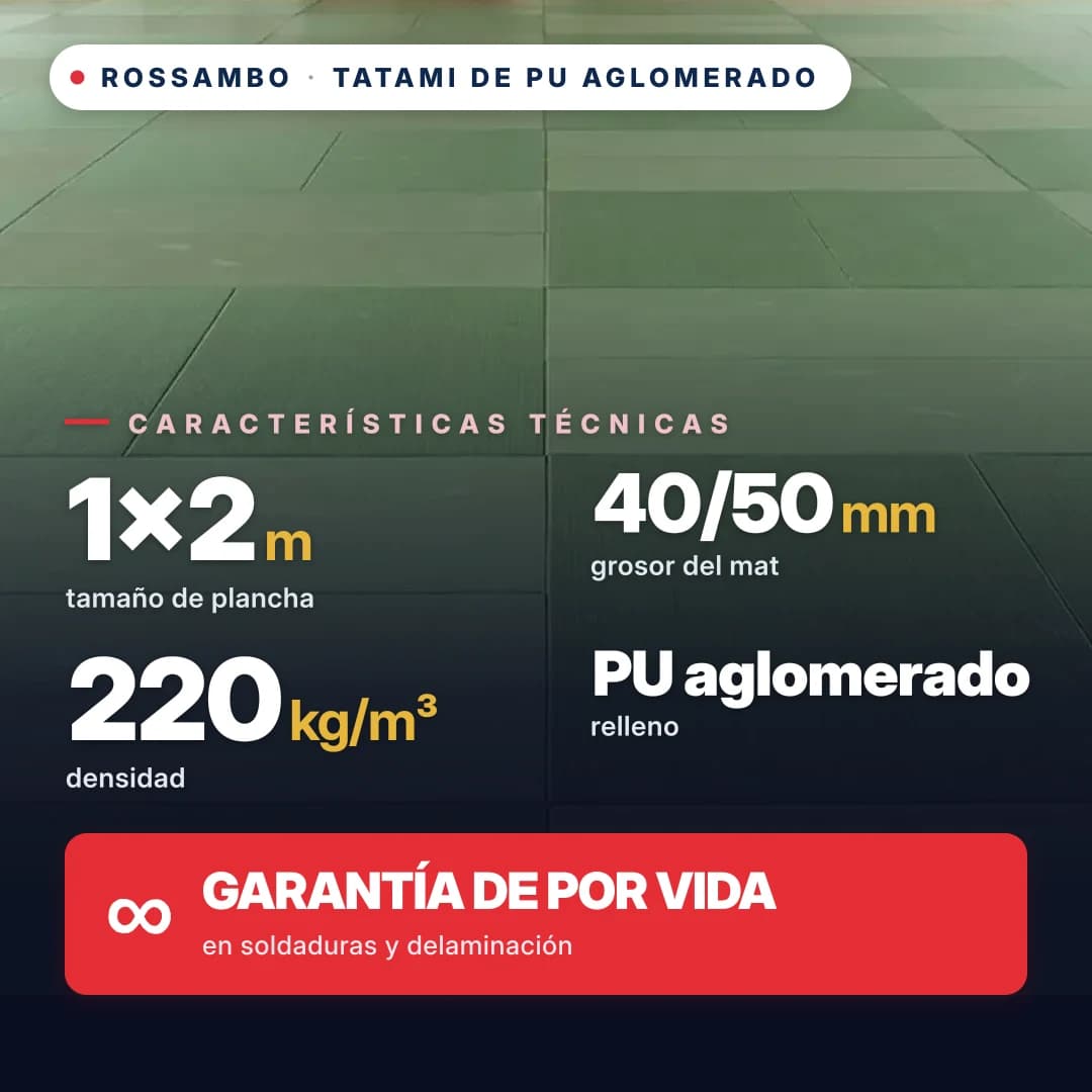 Tatami PU aglomerada algodón 220 kg/m³ 1×2 m