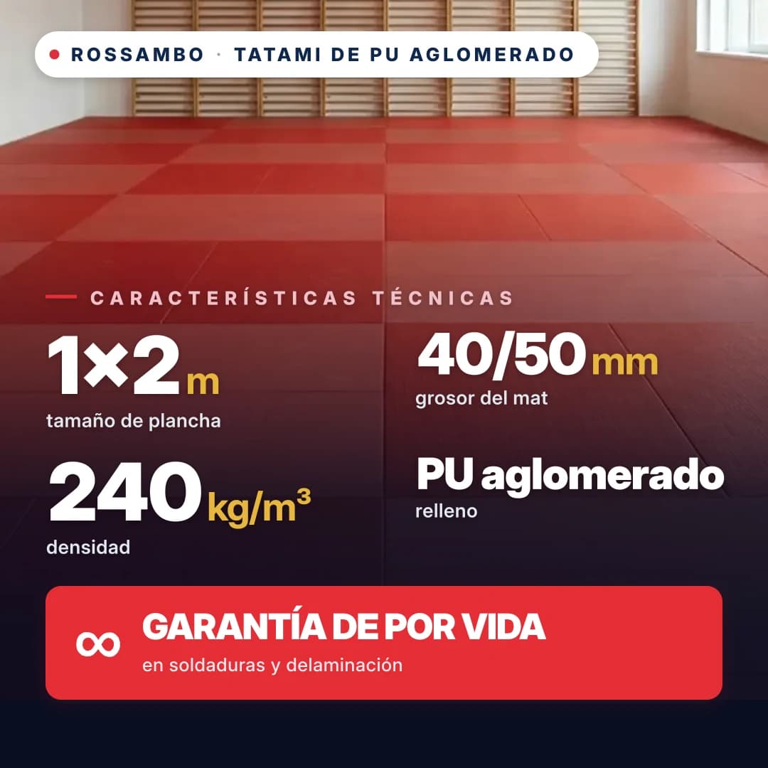 Tatami de espuma de PU aglomerada con base de algodón 240 kg/m³ 1×2 m