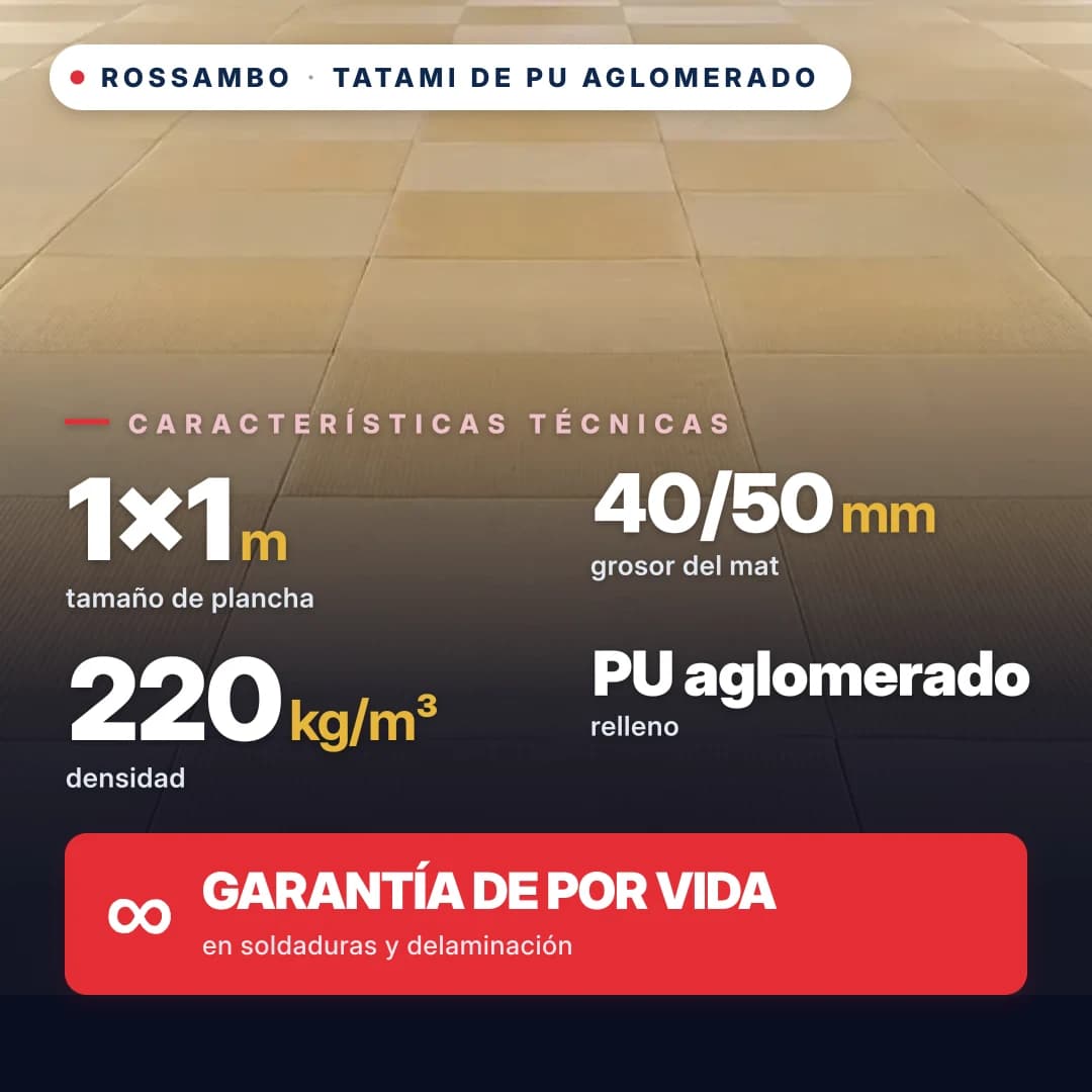 Tatami de espuma de PU aglomerada anti-slip ROMBO 220 kg/m³ 1×1 m