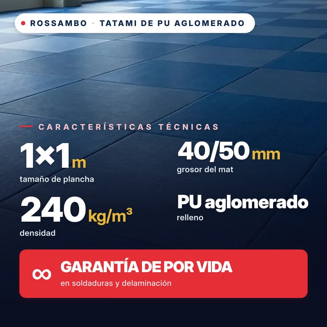 Tatami de espuma de PU aglomerada anti-slip ROMBO 240 kg/m³ 1×1 m