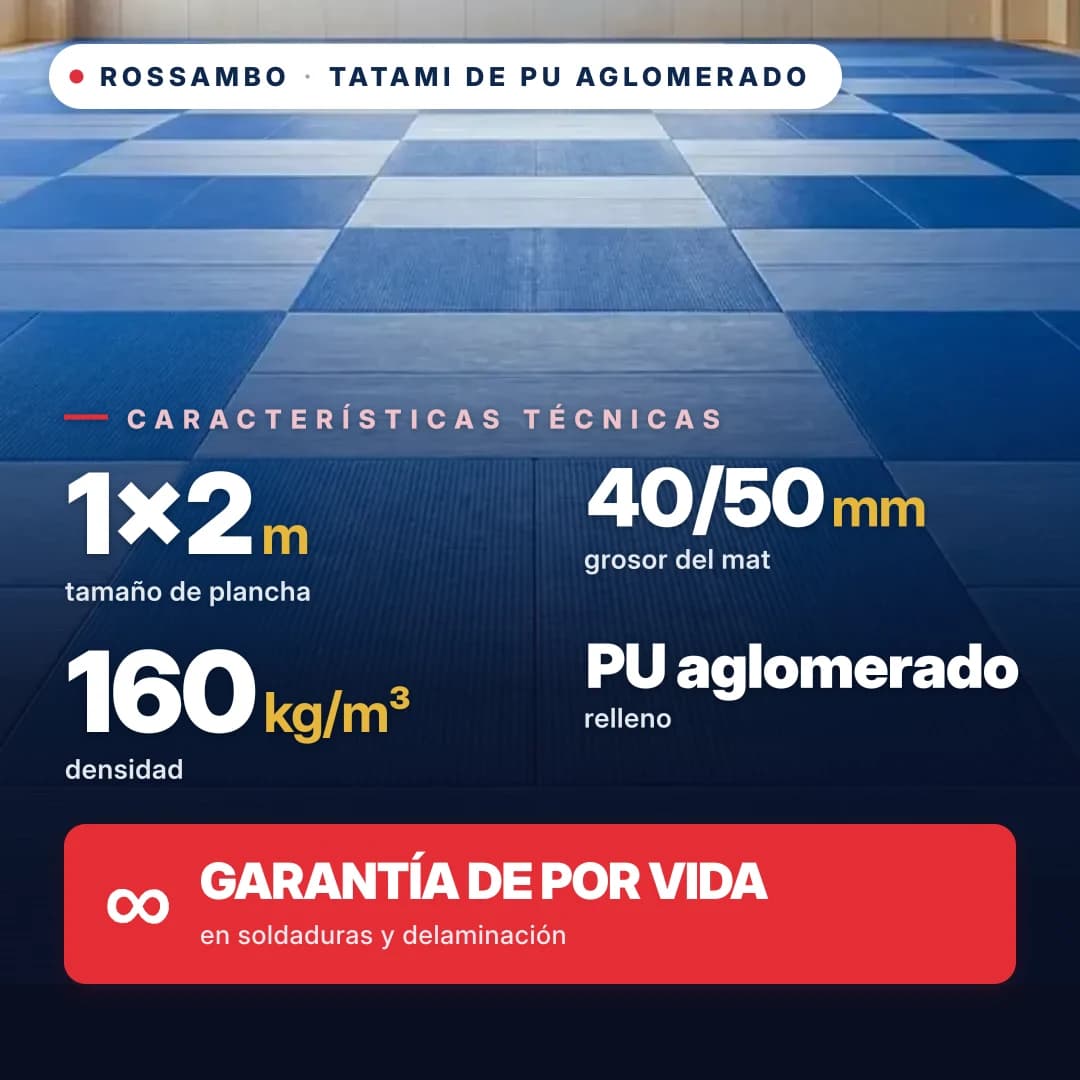 Tatami de espuma de PU aglomerada anti-slip ROMBO 160 kg/m³ 1×2 m