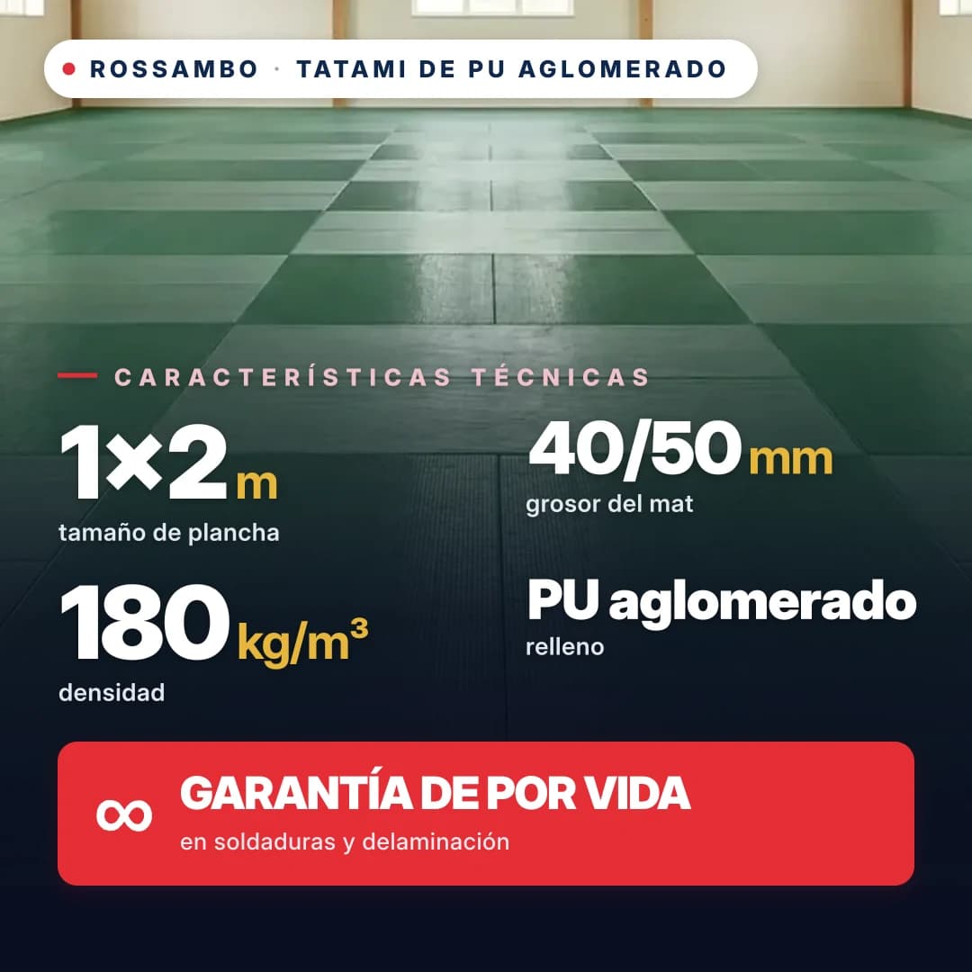 Tatami de espuma de PU aglomerada anti-slip ROMBO 180 kg/m³ 1×2 m