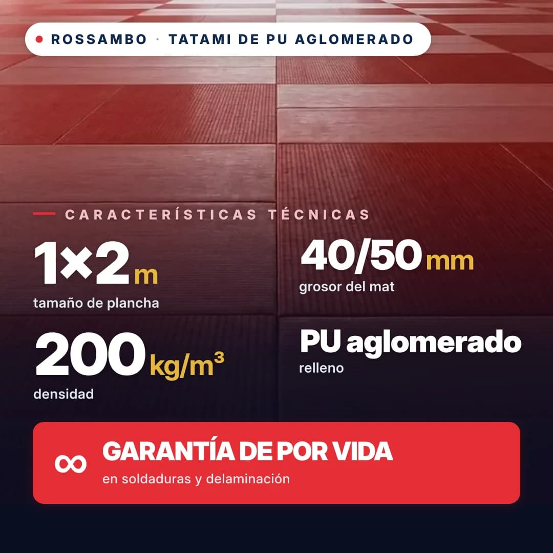 Tatami de espuma de PU aglomerada anti-slip ROMBO 200 kg/m³ 1×2 m