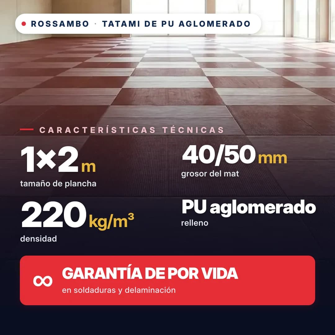 Tatami de espuma de PU aglomerada anti-slip ROMBO 220 kg/m³ 1×2 m