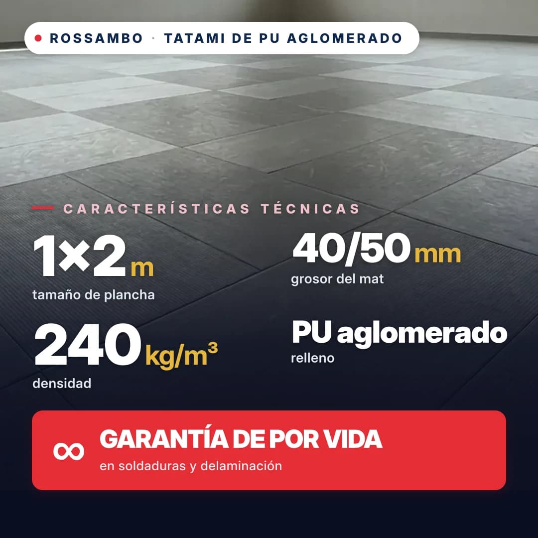 Tatami de espuma de PU aglomerada anti-slip ROMBO 240 kg/m³ 1×2 m
