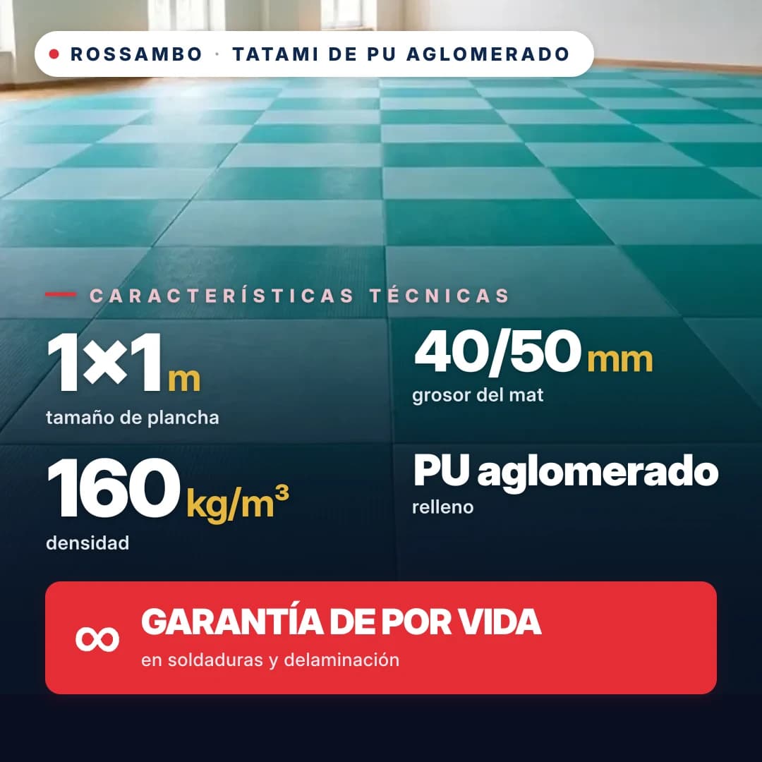 Tatami de espuma de PU aglomerada anti-slip WAFFLE 160 kg/m³ 1×1 m