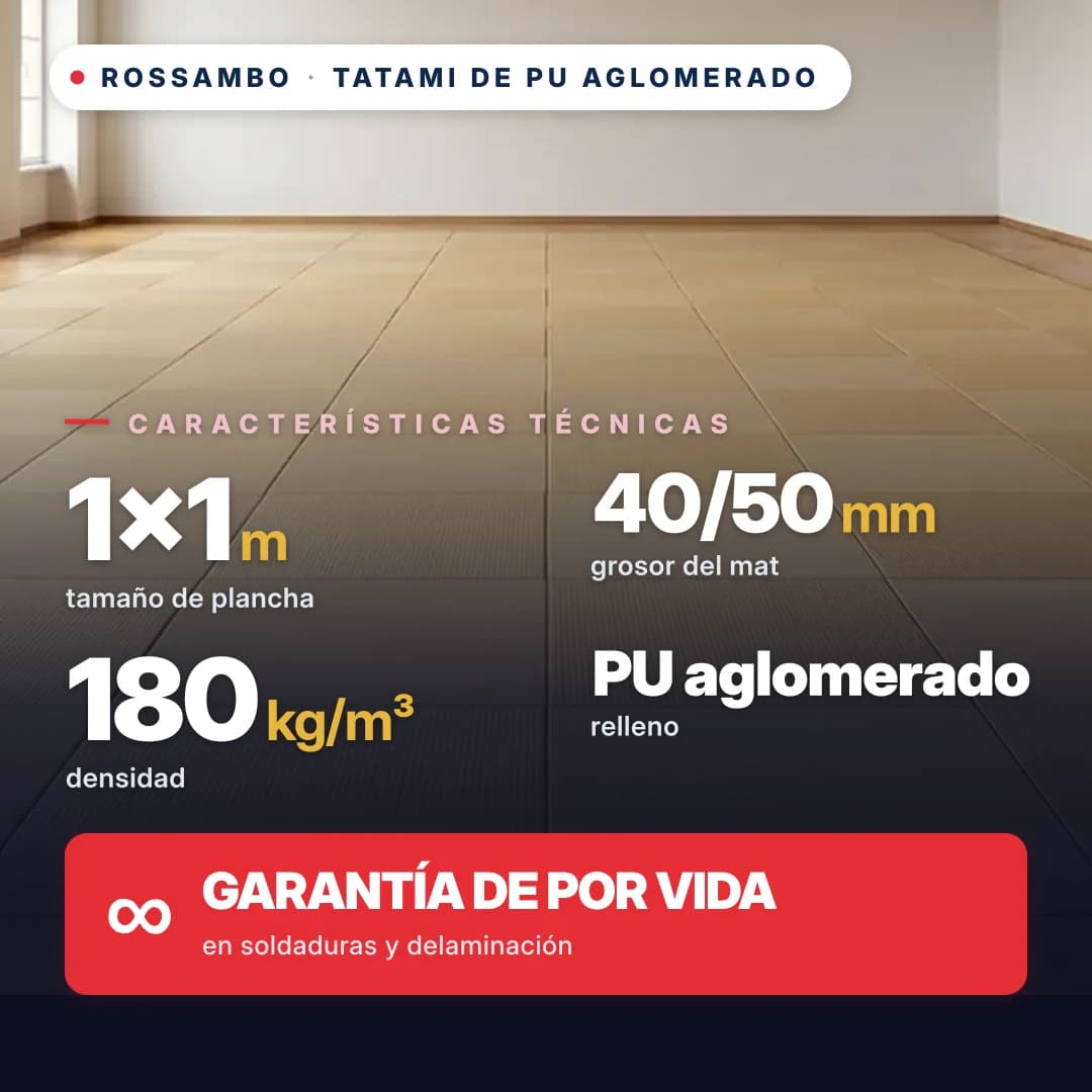 Tatami de espuma de PU aglomerada anti-slip WAFFLE 180 kg/m³ 1×1 m