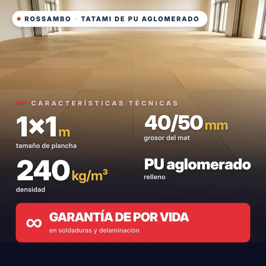 Tatami de espuma de PU aglomerada anti-slip WAFFLE 240 kg/m³ 1×1 m