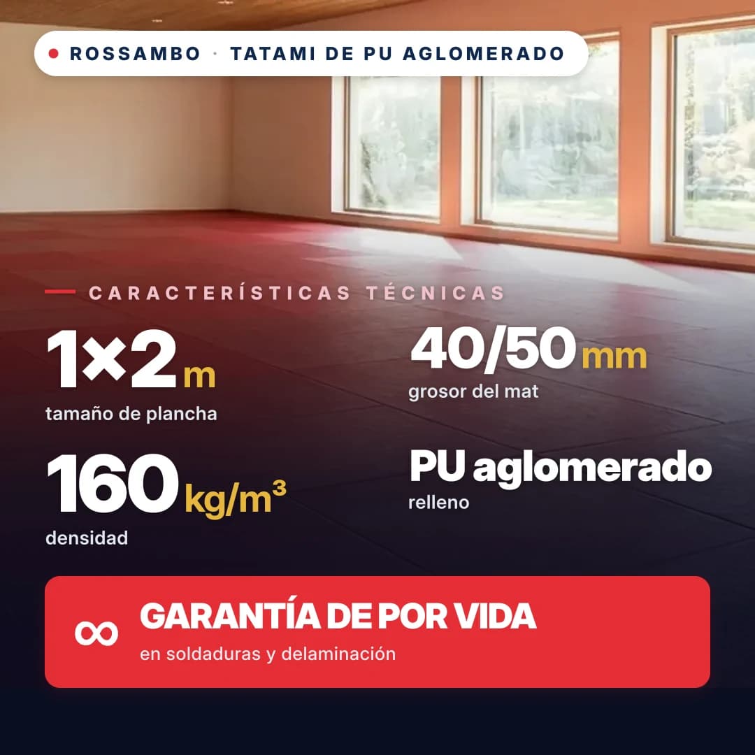 Tatami de espuma de PU aglomerada anti-slip WAFFLE 160 kg/m³ 1×2 m