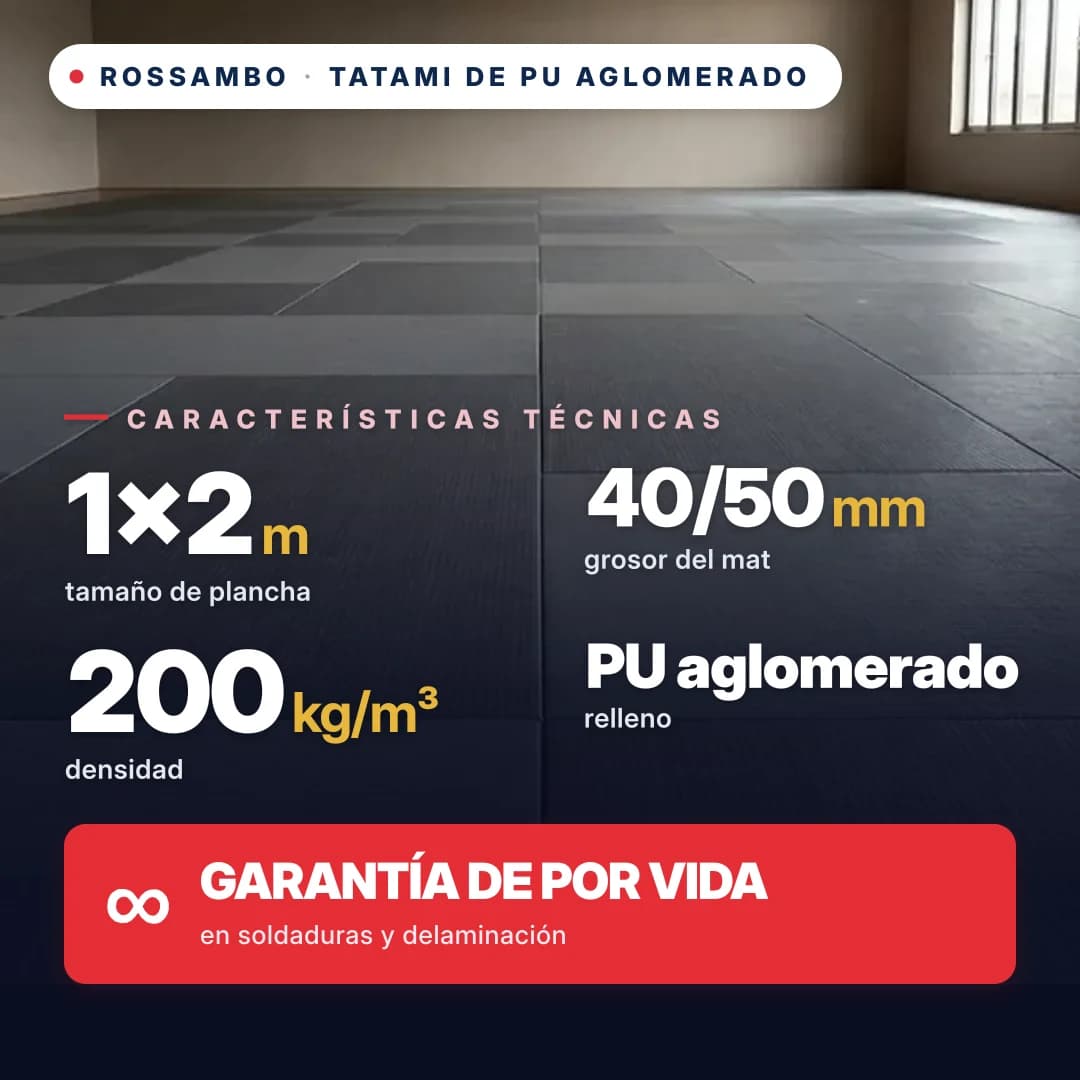 Tatami de espuma de PU aglomerada anti-slip WAFFLE 200 kg/m³ 1×2 m