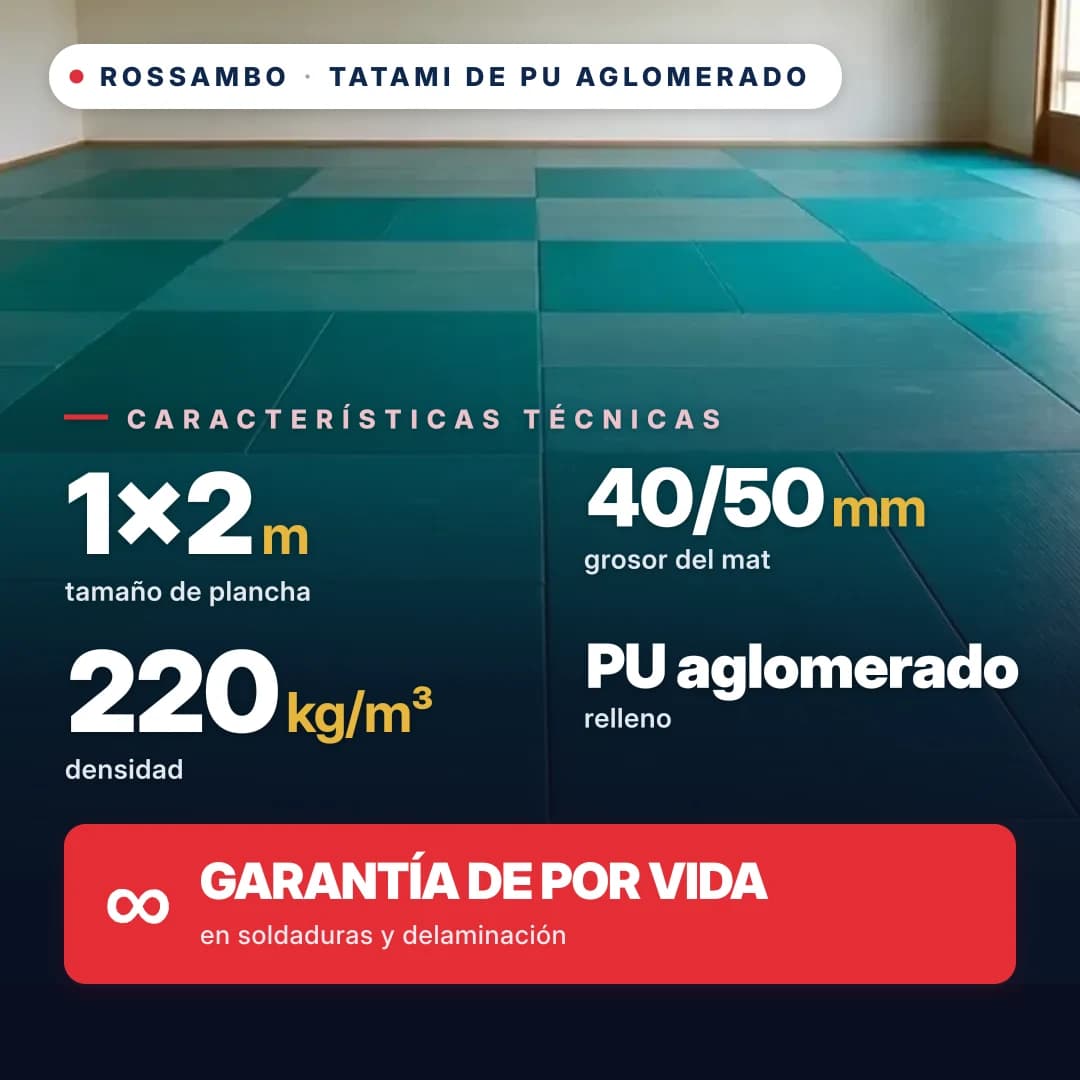 Tatami de espuma de PU aglomerada anti-slip WAFFLE 220 kg/m³ 1×2 m