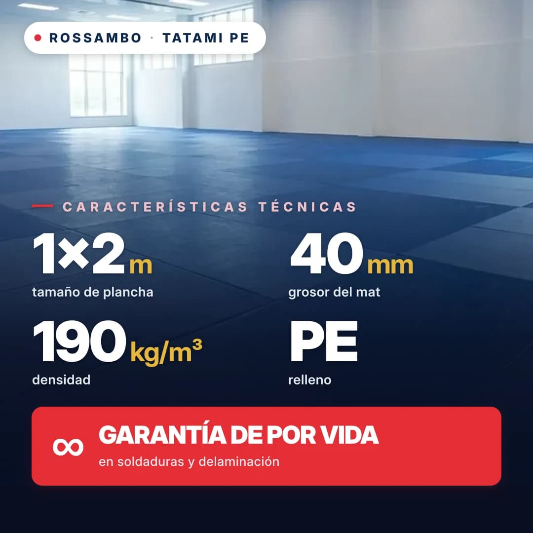 Tatami de espuma de PE monobloque 40 mm, densidad 190 kg/m³, 1×2 m