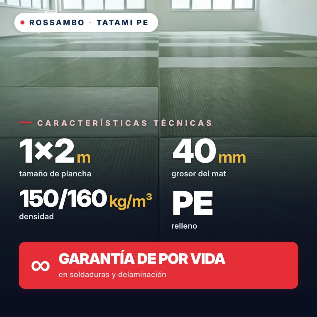 Tatami de espuma de PE multicapa 40 mm (5+30+5), densidad 150/160 kg/m³, 1×2 m