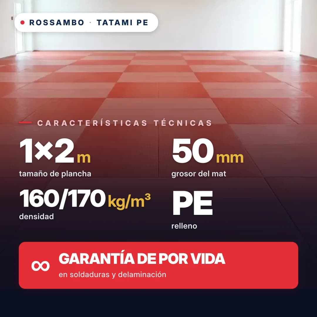 Tatami de espuma de PE multicapa 50 mm (5+40+5), densidad 160/170 kg/m³, 1×2 m