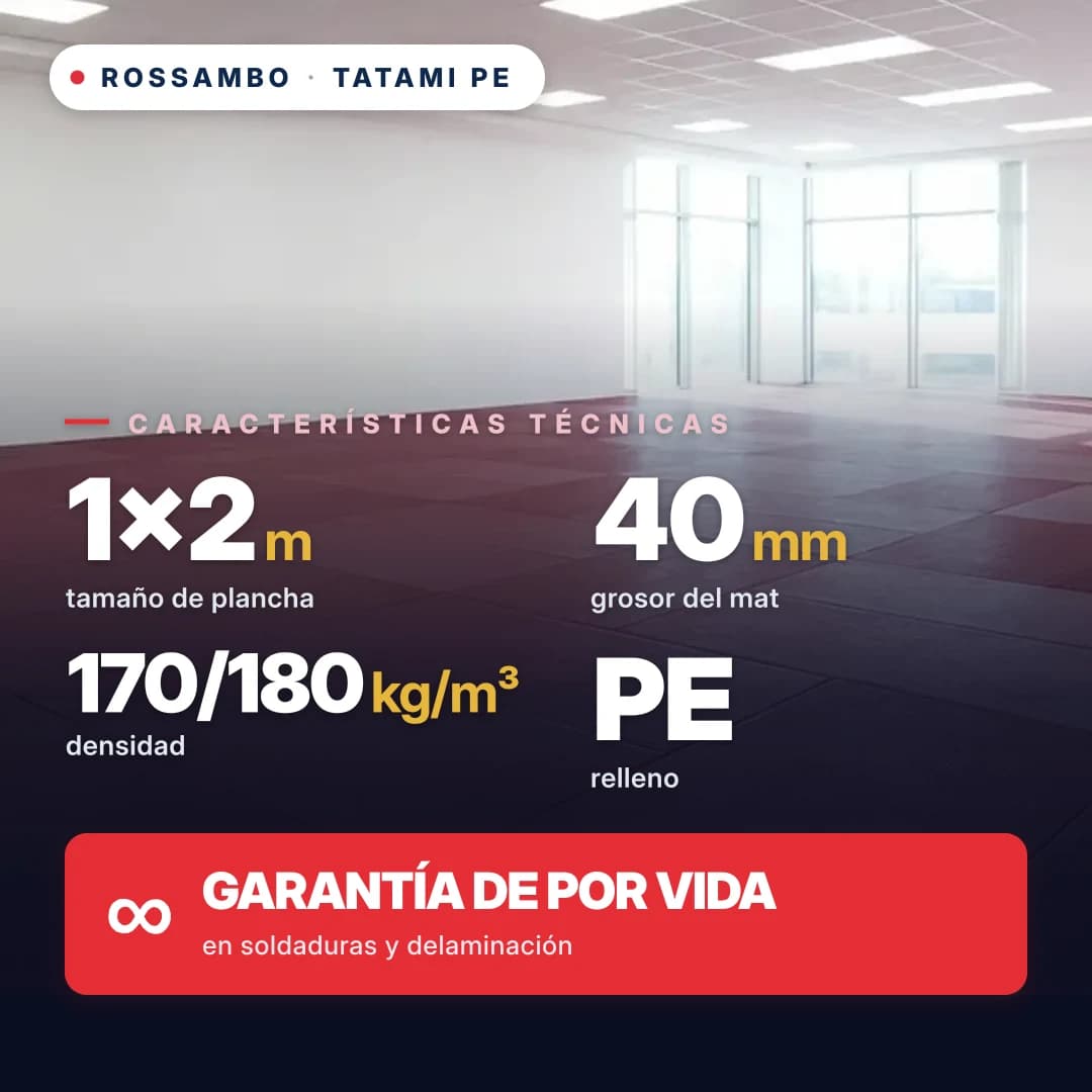 Tatami de espuma de PE multicapa 40 mm (10+20+10), densidad 170/180 kg/m³, 1×2 m