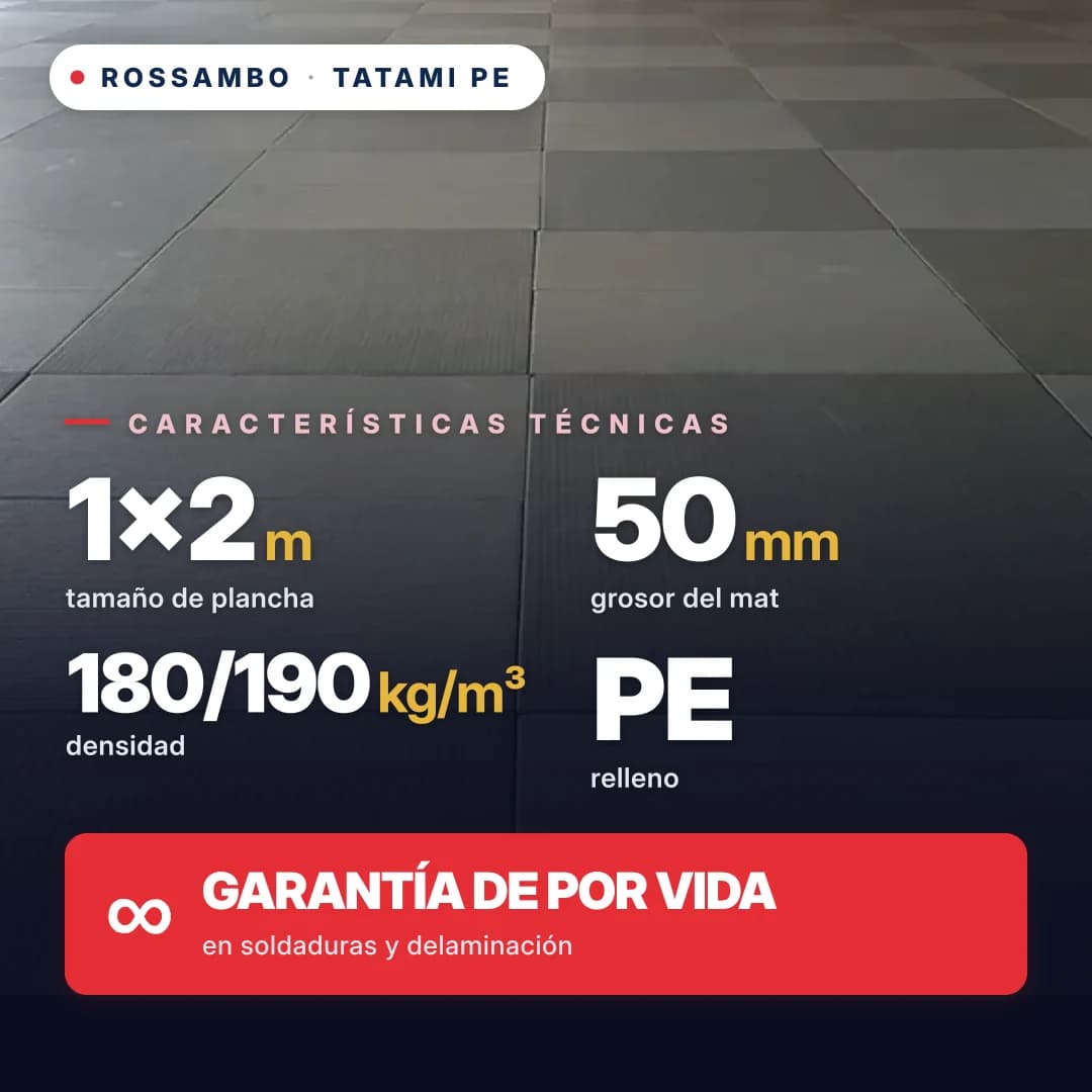Tatami de espuma de PE multicapa 50 mm (10+30+10), densidad 180/190 kg/m³, 1×2 m