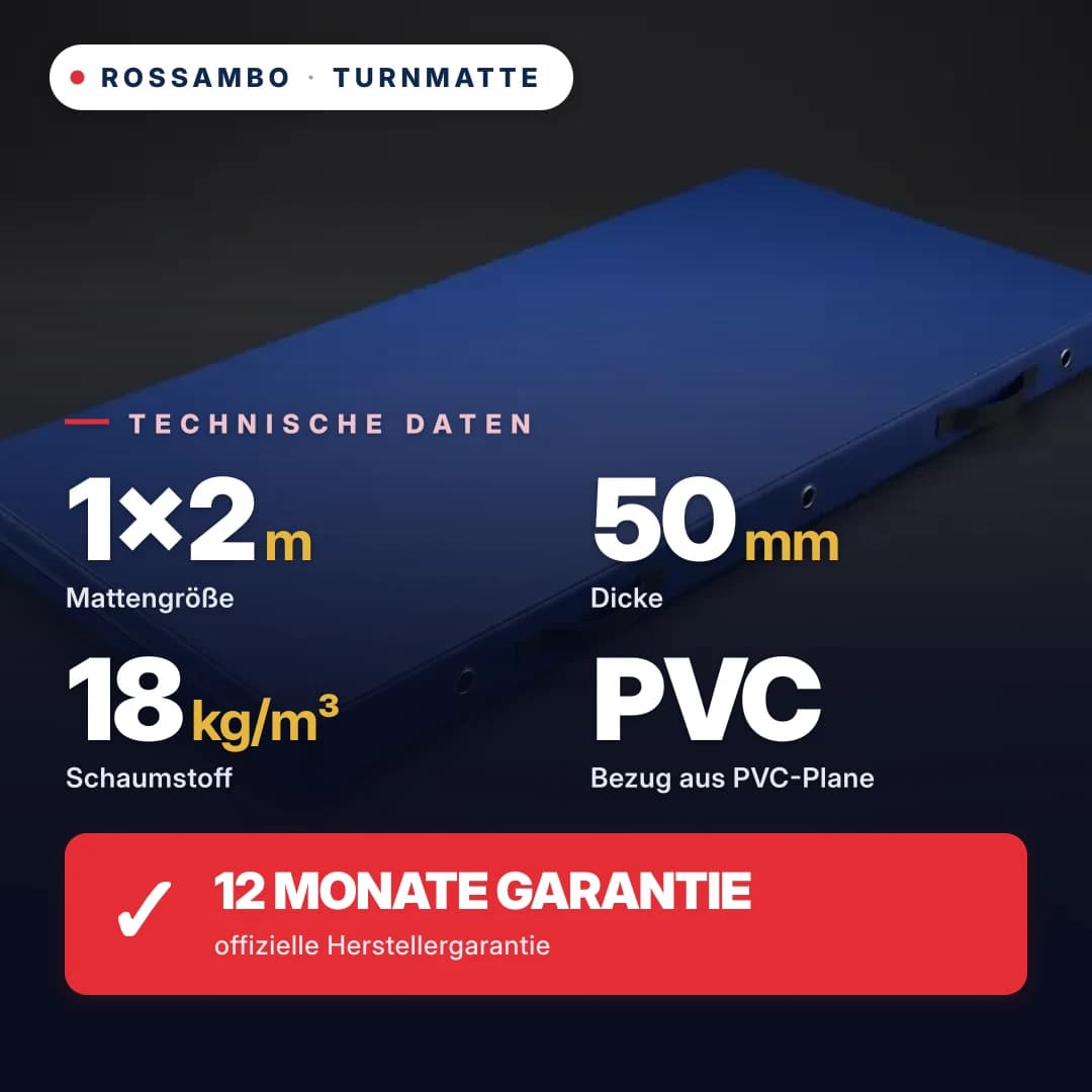 Turnmatte Schaumstoff 18 kg/m³, Oxford-Bezug, 1×2×0,05 m