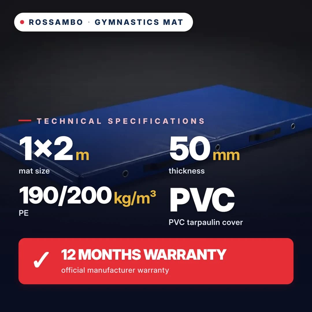 Professional gymnastics tatami mat, PE foam 190/200, PVC cover, 1×2×0.05 m