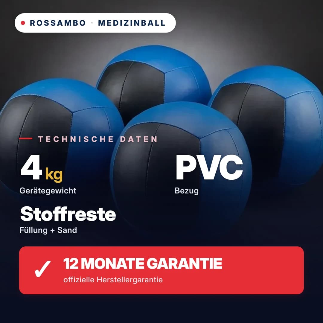 Medizinball, PVC-Plane, 4 kg