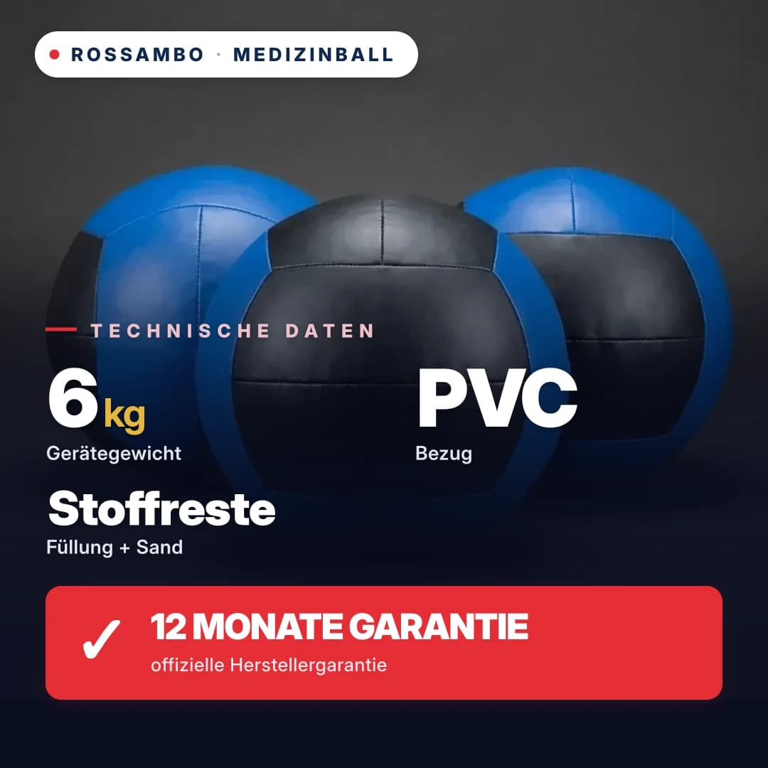 Medizinball, PVC-Plane, 6 kg