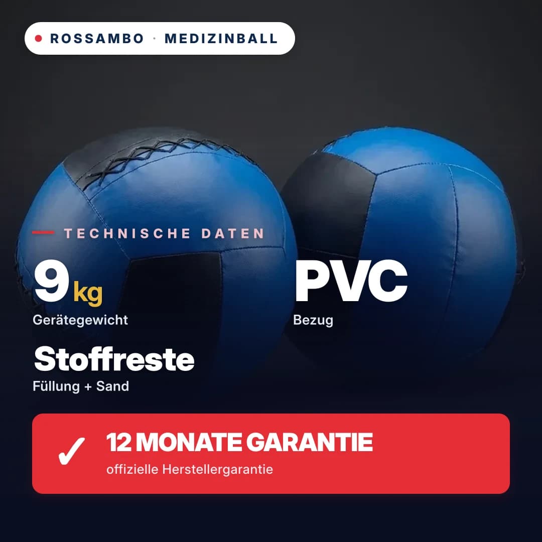 Medizinball, PVC-Plane, 9 kg