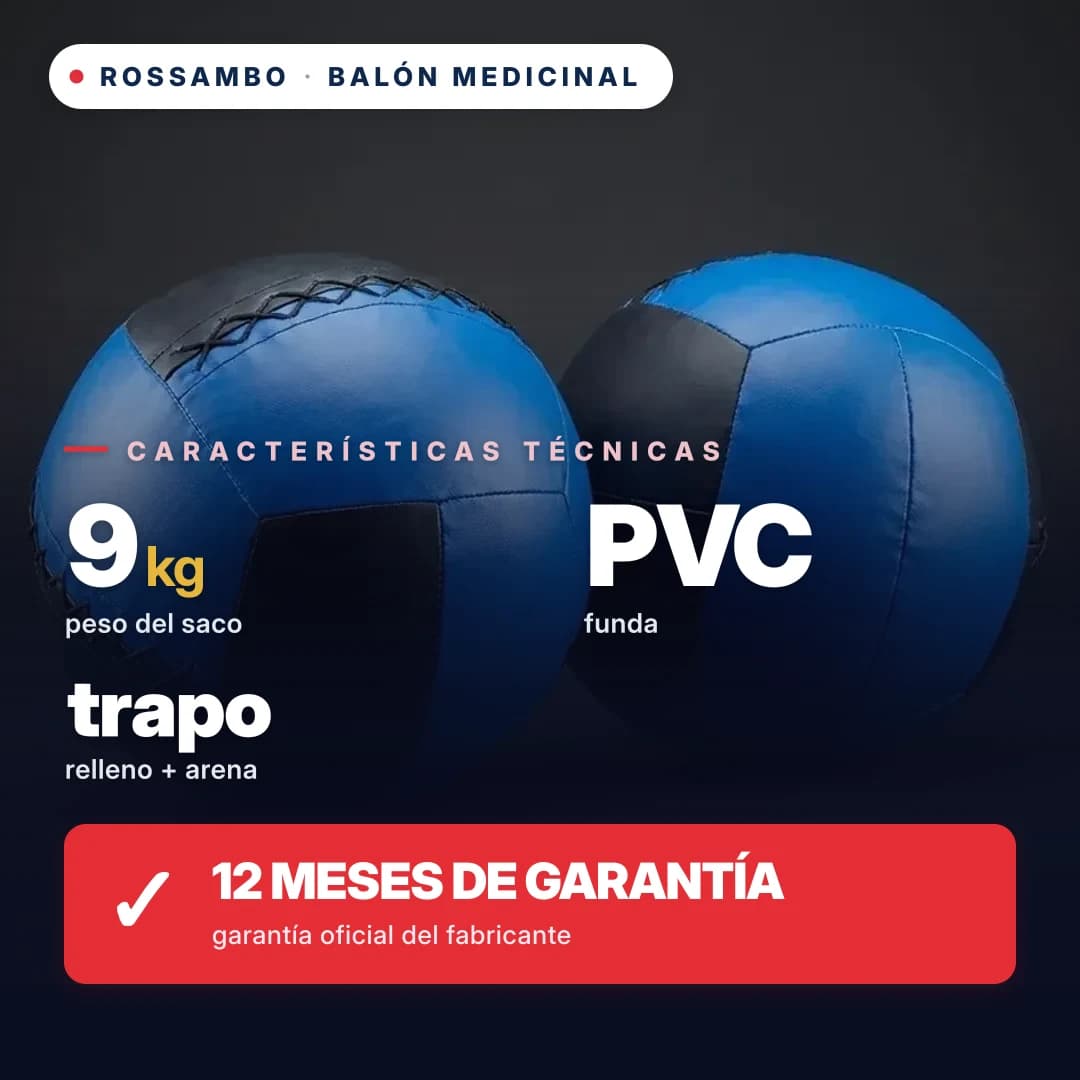Balón medicinal, lona de PVC, 9 kg