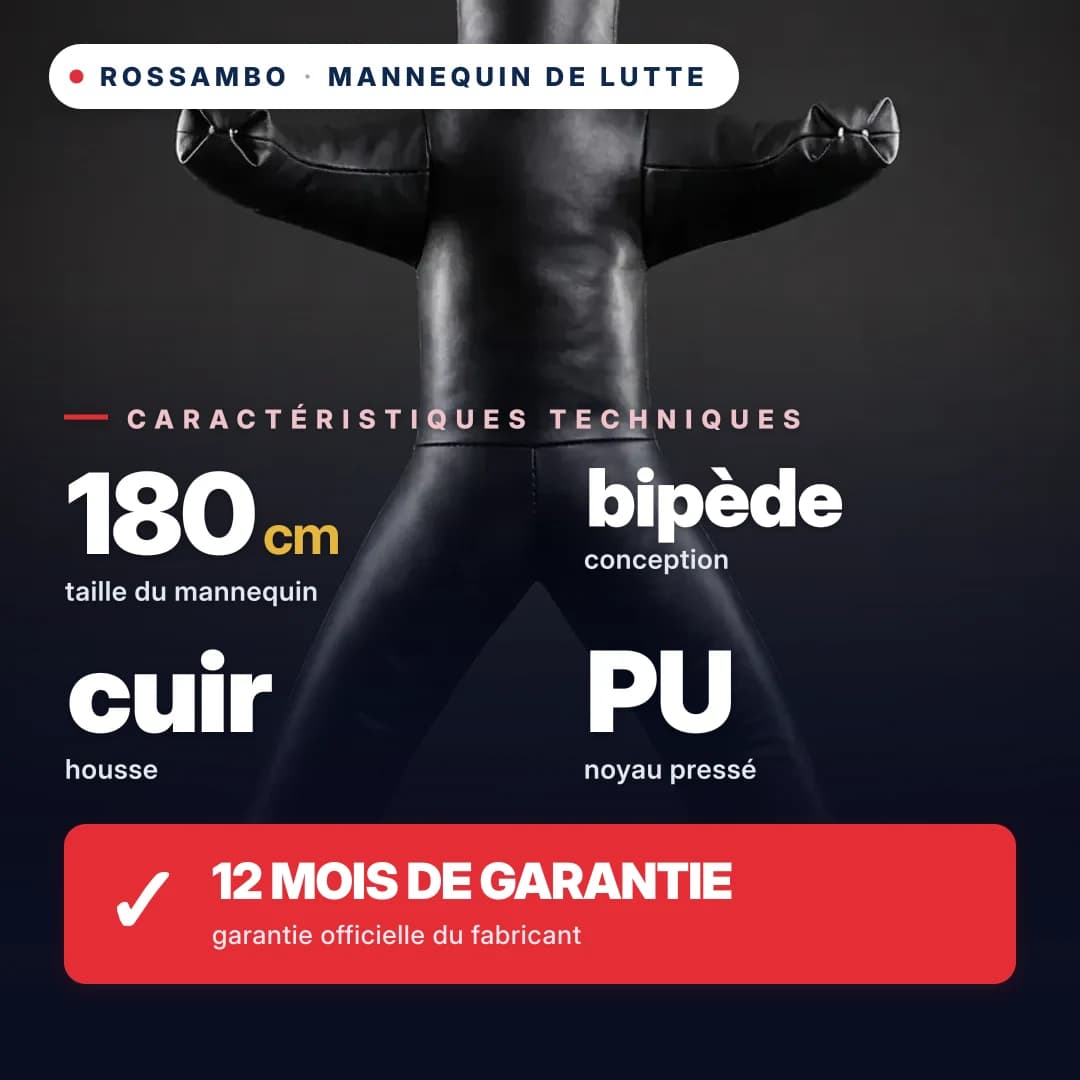 Mannequin de lutte à 2 jambes, cuir, 180 cm
