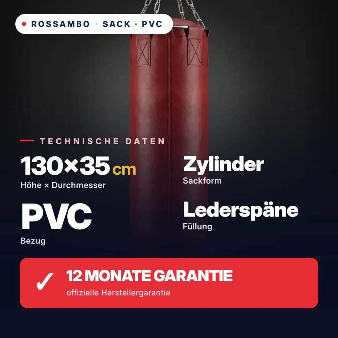 Boxsack Zylinder, PVC-Plane, 130×35 cm