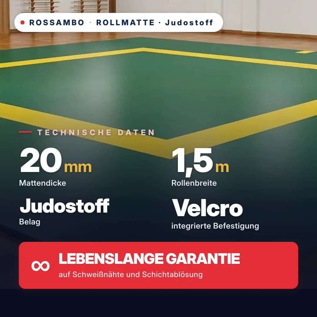 Rollmatte Judo-Gewebe 20 mm, Preis pro 1 m²