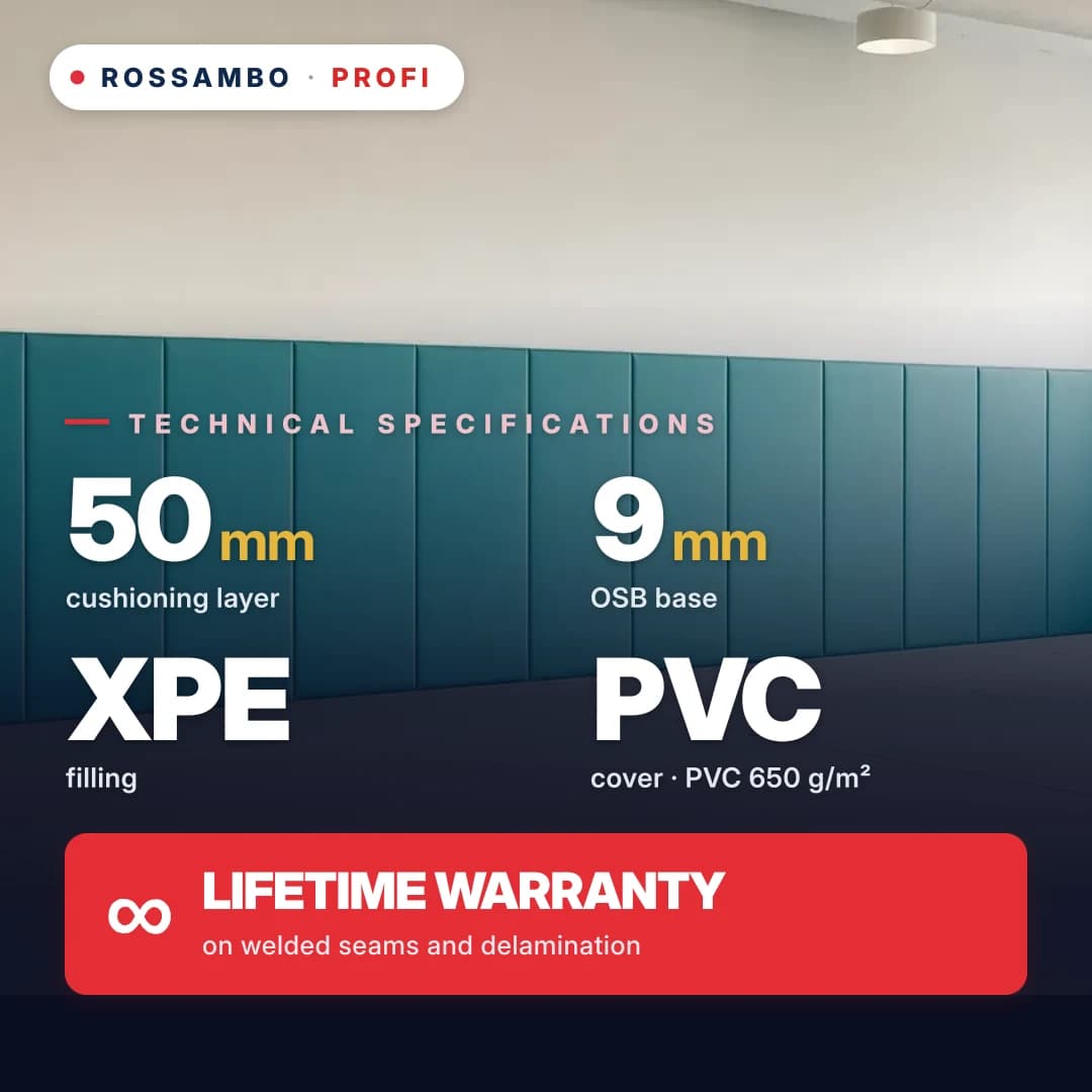 PROFI wall padding, 9 mm OSB + cross-linked PE foam 33 kg/m³ + PVC tarpaulin, 50 mm