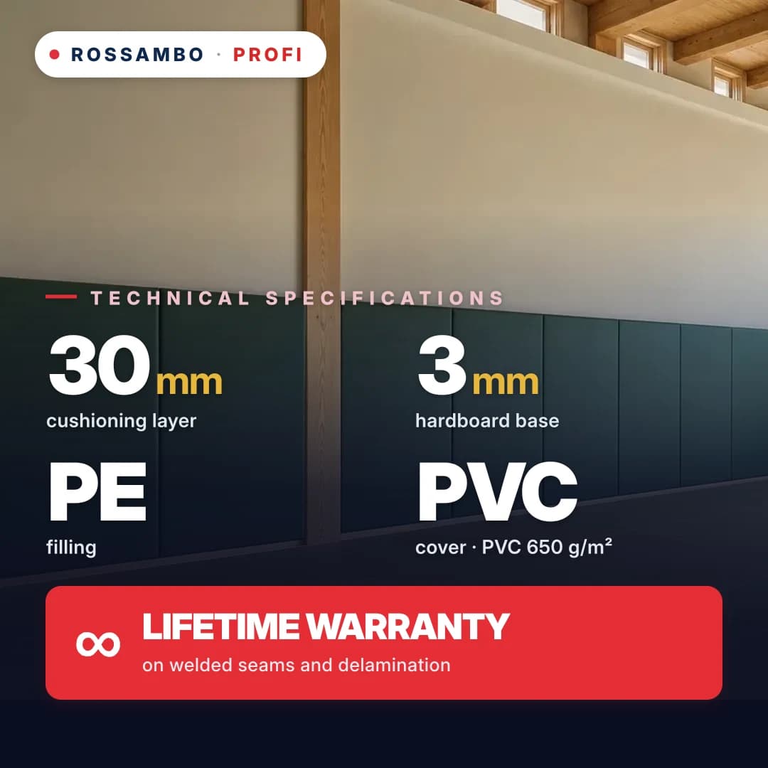 PROFI wall padding on hardboard, ready-made solution, 3 mm hardboard + START PE foam mat + 650 g/m² PVC tarpaulin, 30 mm