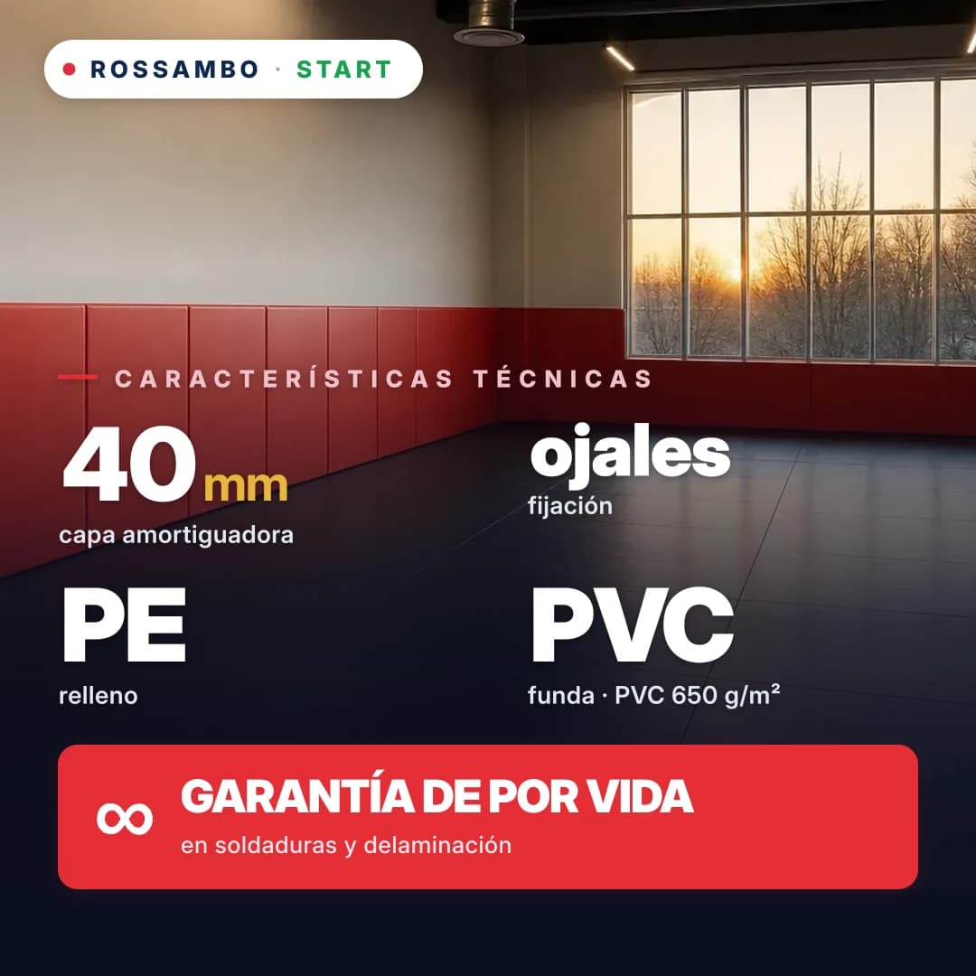 Protector de pared START continuo, espuma de PE START + lona de PVC 650 g/m², 40 mm