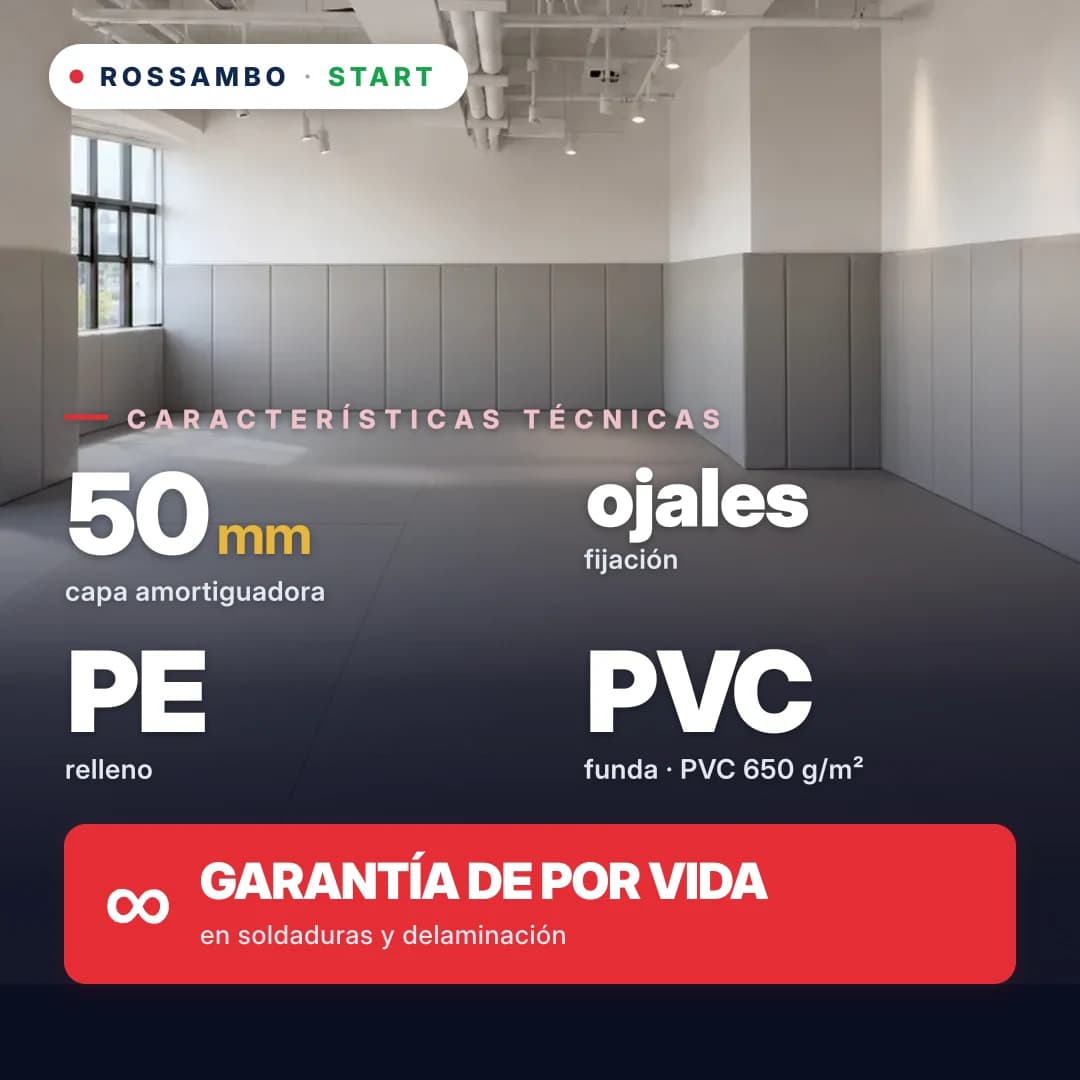 Protector de pared START continuo, espuma de PE START + lona de PVC 650 g/m², 50 mm