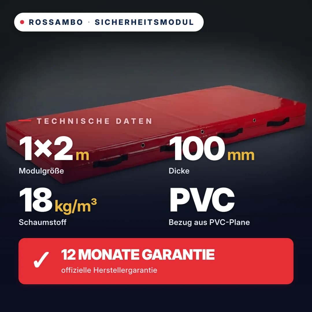 Sicherheits-Schaumstoffmodul Schaumstoff 18 kg/m³, PVC-Bezug, 1×2×0,1 m