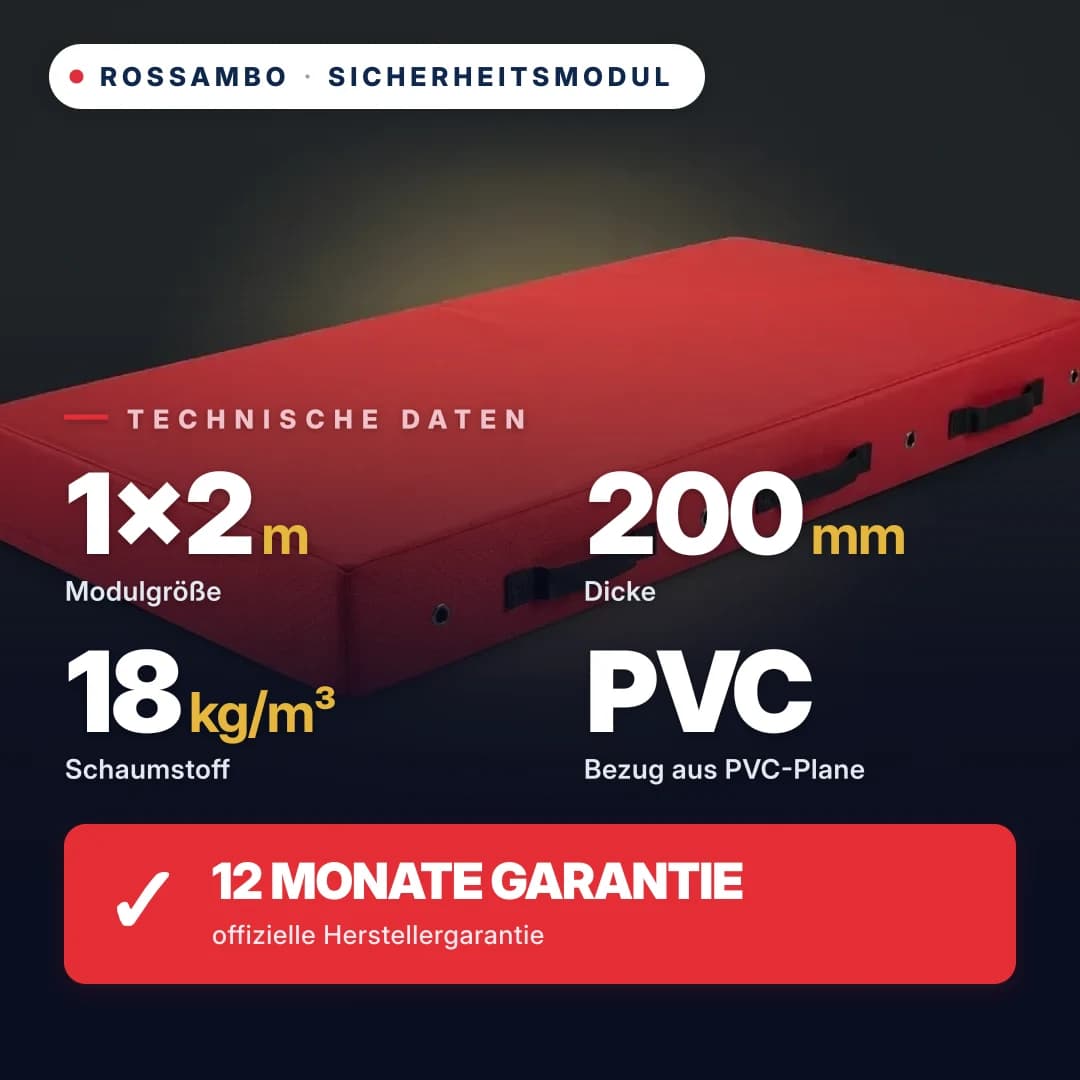 Sicherheits-Schaumstoffmodul Schaumstoff 18 kg/m³, Oxford-Bezug, 1×2×0,2 m