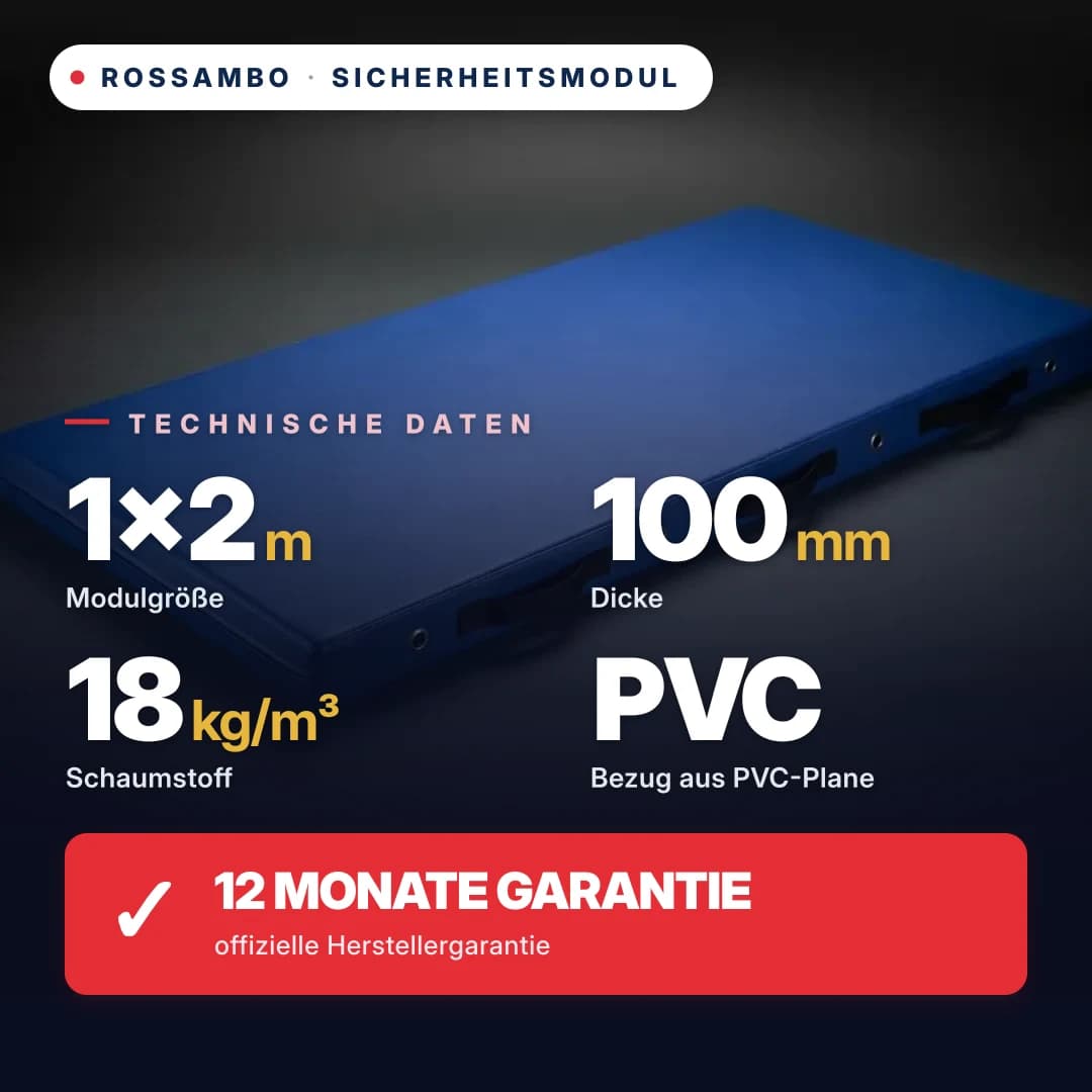 Sicherheits-Schaumstoffmodul, Schaumstoff 18 kg/m³, Kunstlederbezug, 1×2×0,1 m