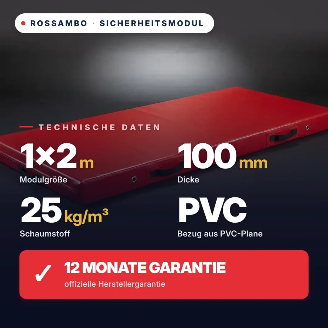 Sicherheits-Schaumstoffmodul, Schaumstoff 25 kg/m³, PVC-Bezug, 1×2×0,1 m