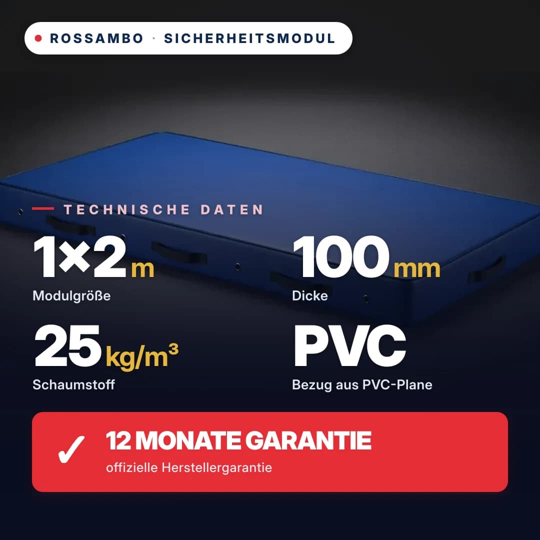 Sicherheits-Schaumstoffmodul, Schaumstoff 25 kg/m³, Kunstlederbezug, 1×2×0,1 m