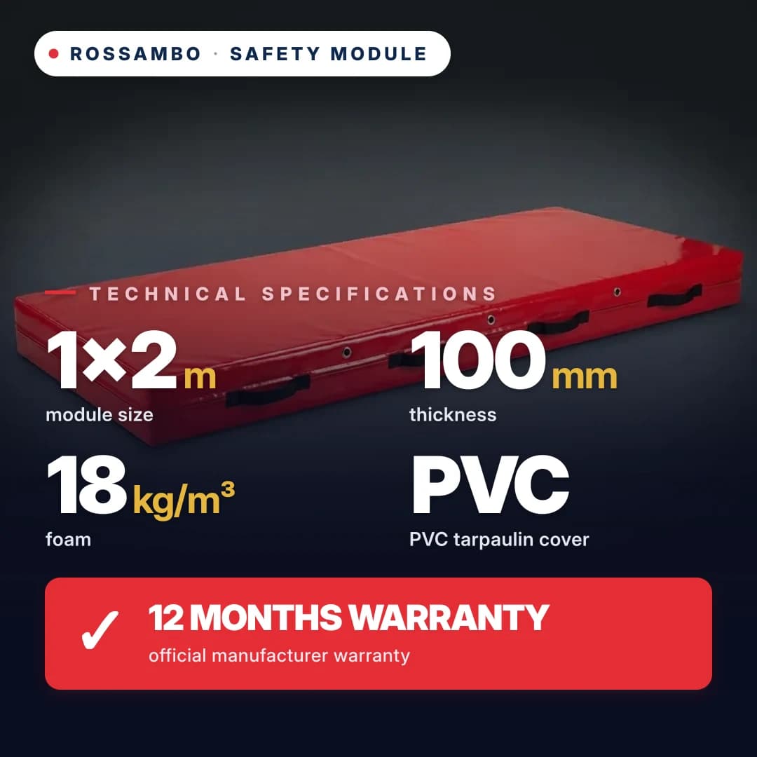 Safety foam module, 18 kg/m³ foam, PVC cover, 1×2×0.1 m