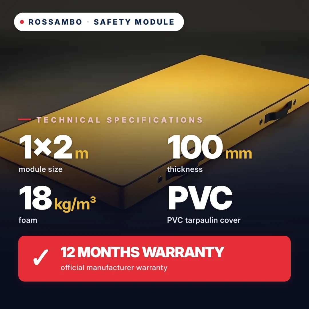 Safety foam module, 18 kg/m³ foam, Oxford cover, 1×2×0.1 m