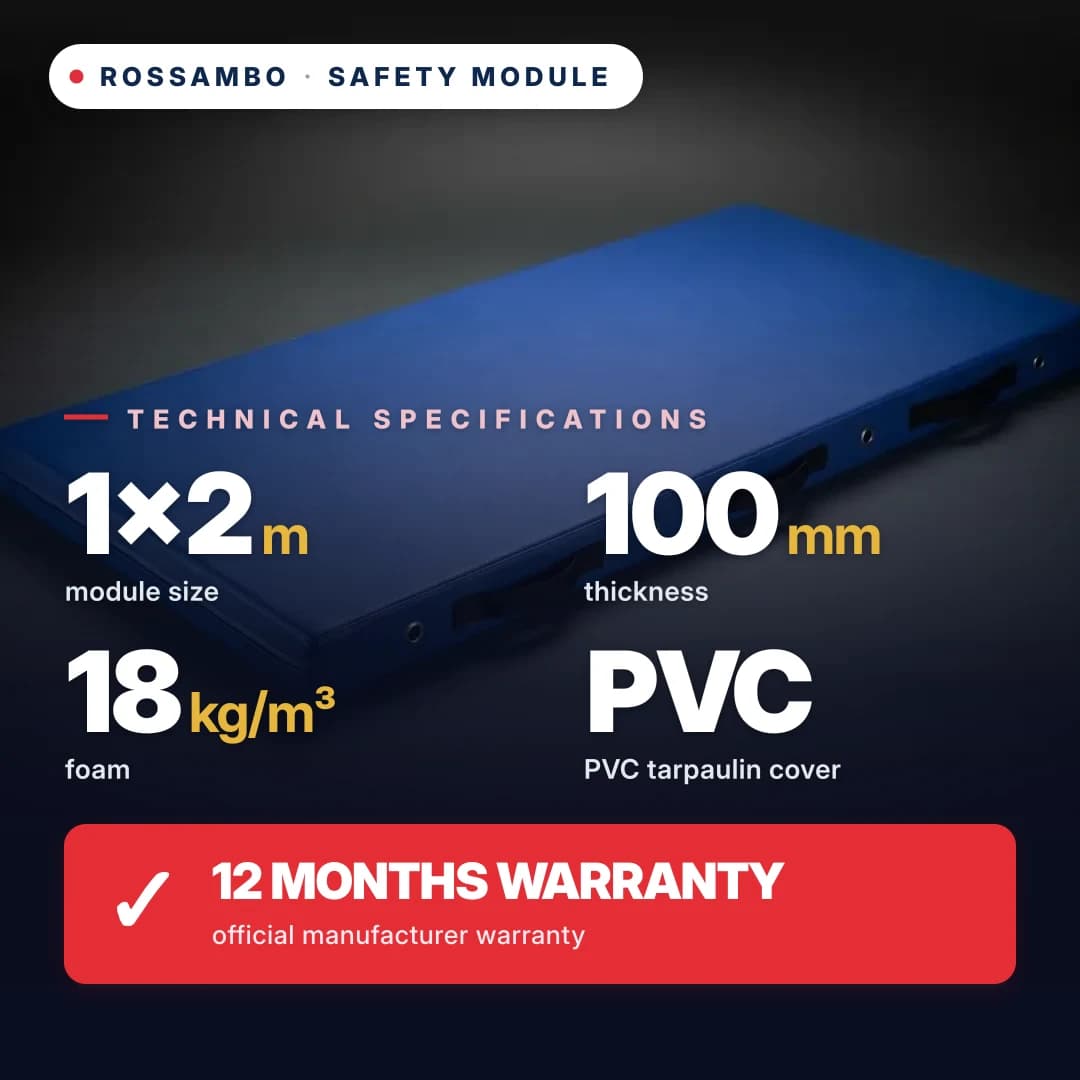 Safety foam module, 18 kg/m³ foam, Eco Leather cover, 1×2×0.1 m