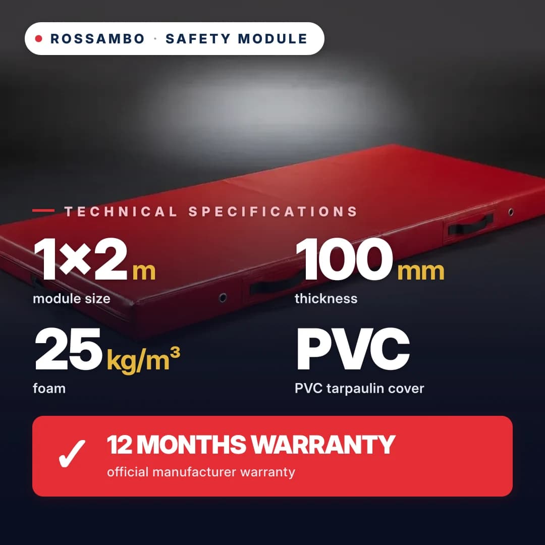 Safety foam module, 25 kg/m³ foam, PVC cover, 1×2×0.1 m