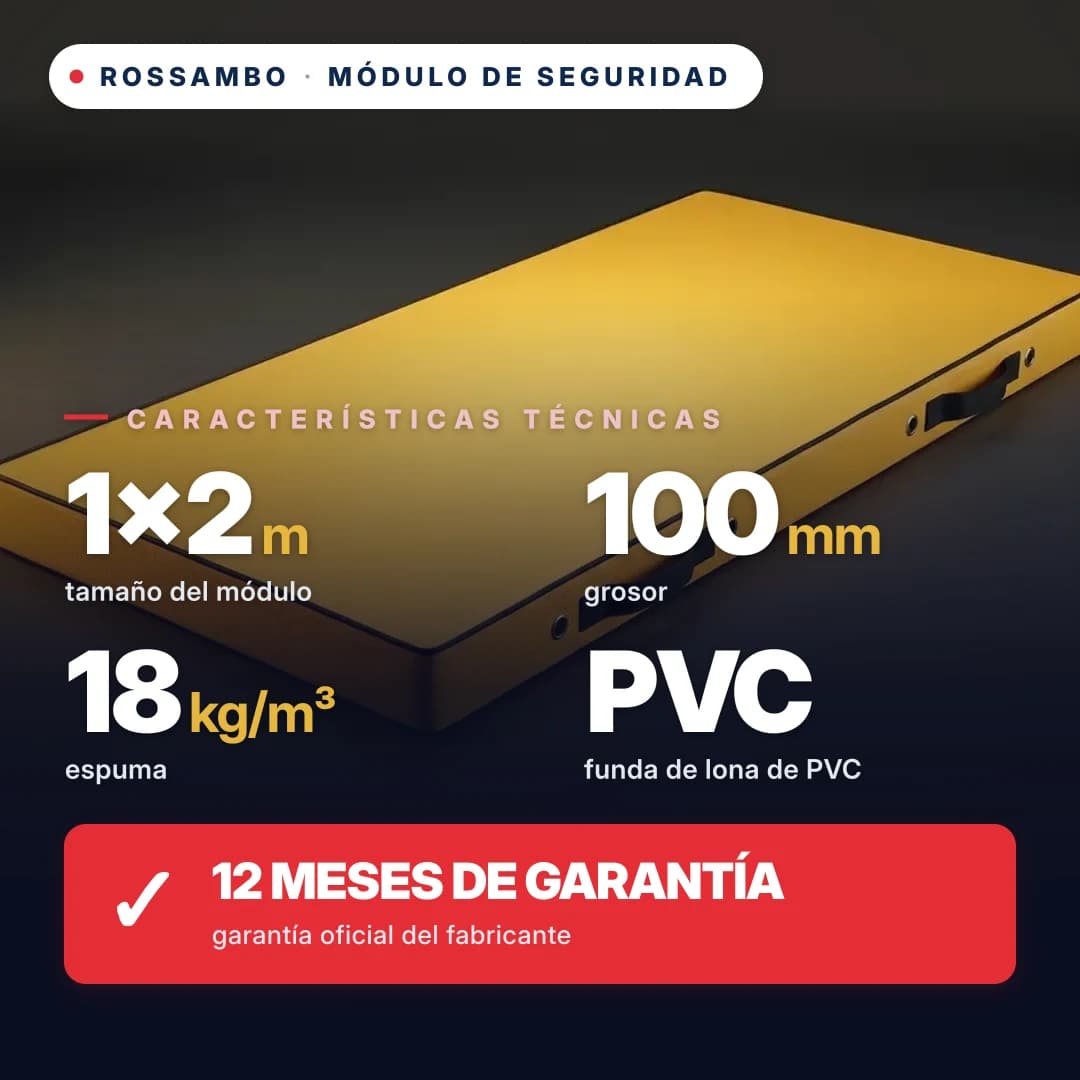 Módulo de seguridad de espuma 18 kg/m³, funda Oxford, 1×2×0,1 m