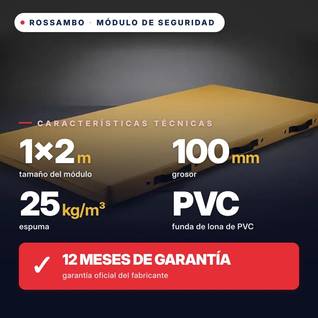 Módulo de seguridad de espuma de 25 kg/m³, funda Oxford, 1×2×0,1 m