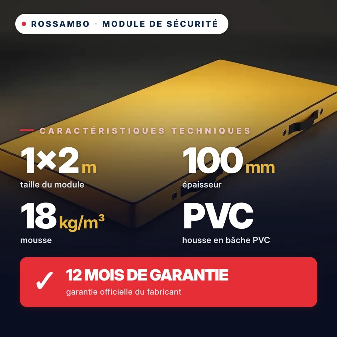 Module de sécurité en mousse 18 kg/m³, housse Oxford, 1×2×0,1 m