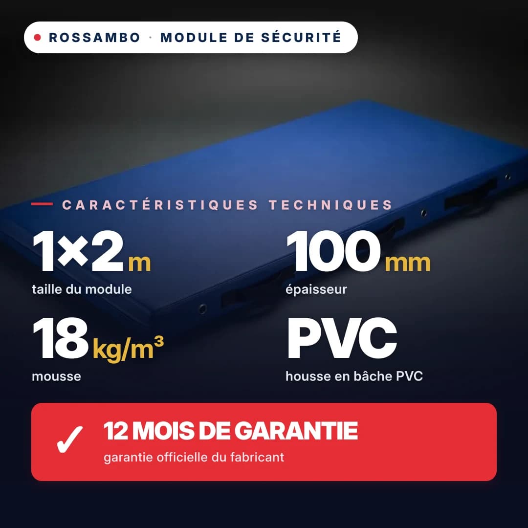 Module de sécurité en mousse 18 kg/m³, housse en similicuir, 1×2×0,1 m