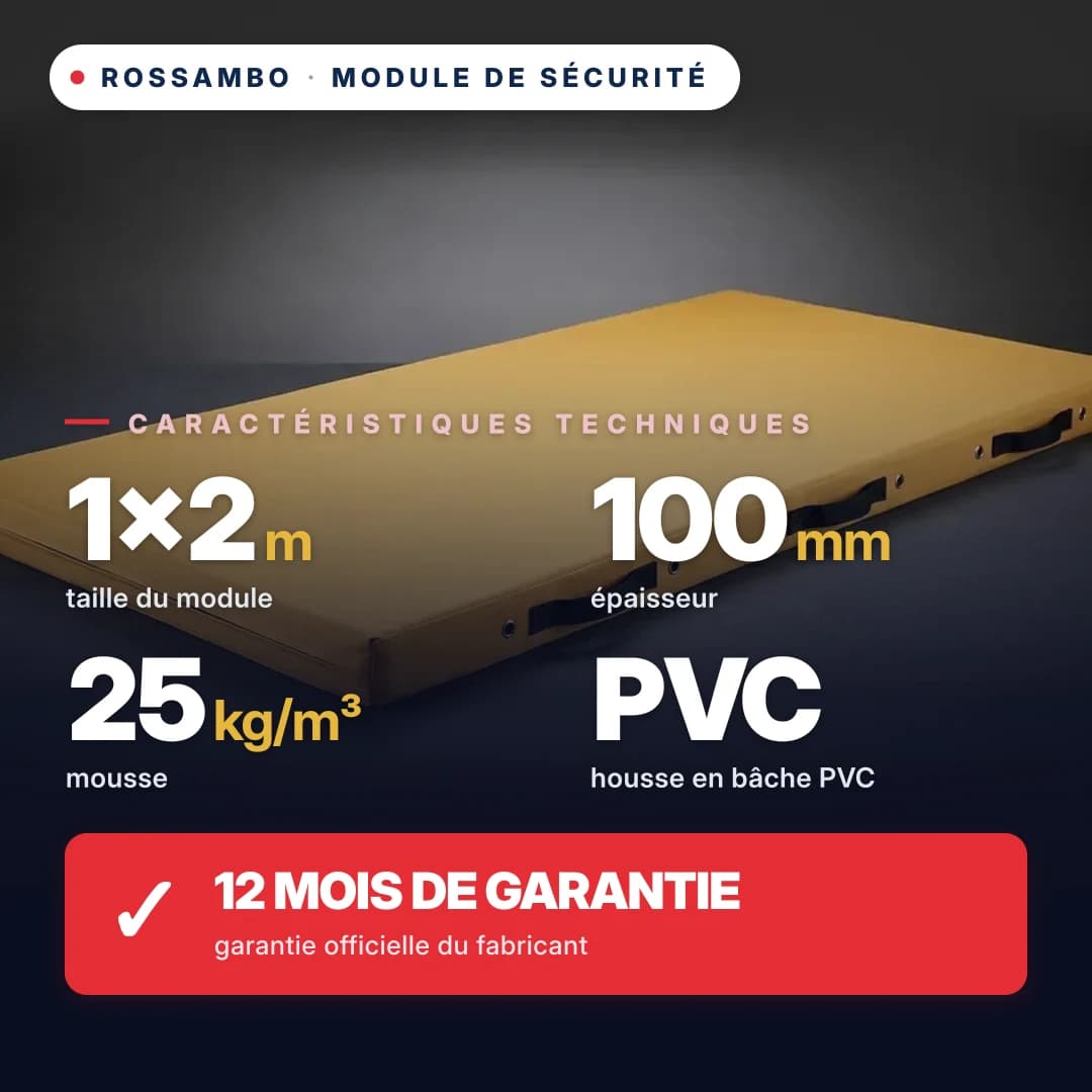 Module de sécurité en mousse 25 kg/m³, housse Oxford, 1×2×0,1 m