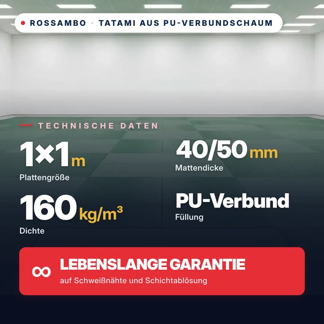 Tatami PU-Verbundschaum Baumwolle 160 kg/m³ 1×1 m