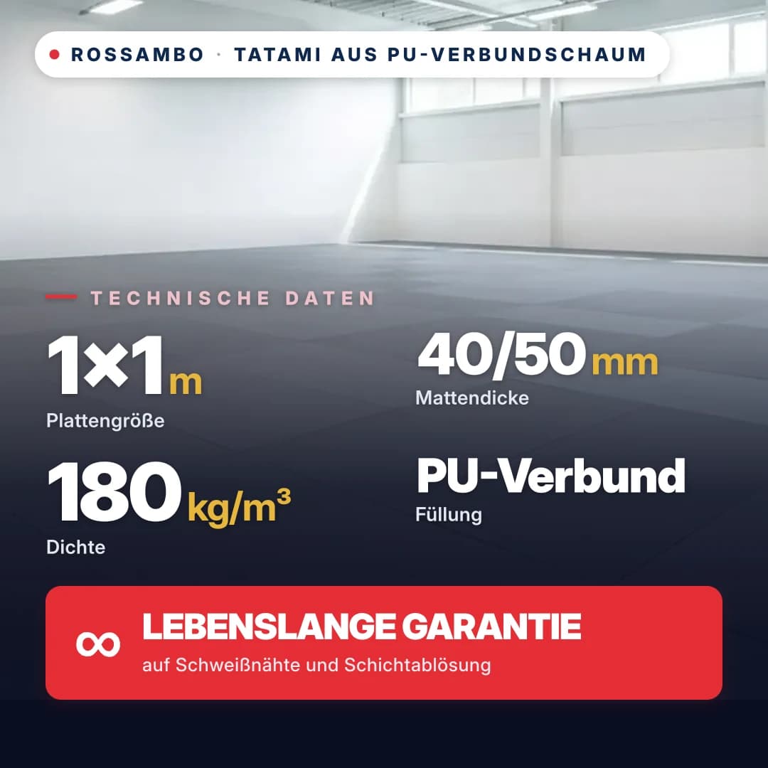 Tatami PU-Verbundschaum Baumwolle 180 kg/m³ 1×1 m