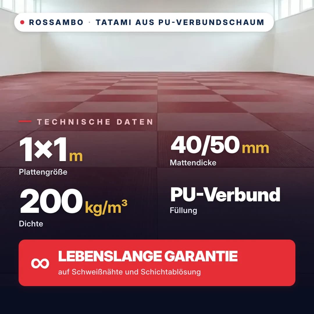 Tatami PU-Verbundschaum Baumwolle 200 kg/m³ 1×1 m